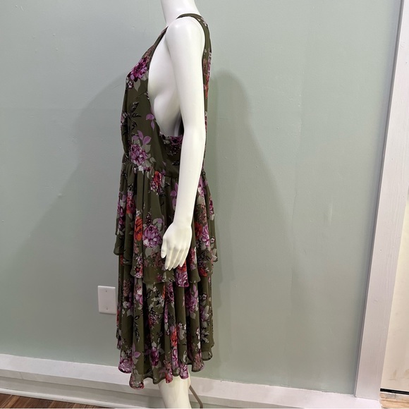 TORRID 2 Dress 2X  Green Floral Sleeveless Buttons Ruffle Chiffon 18 20 - Picture 7 of 7